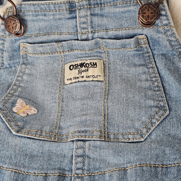 OshKosh B'Gosh Kids Overall Shorts Size 3T Blue Jeans Embroidered Butterfly - Picture 3 of 10
